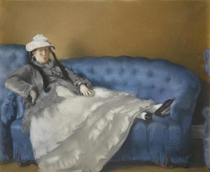 PORTRAIT DE MADAME MANET SUR UN CANAPE BLEU