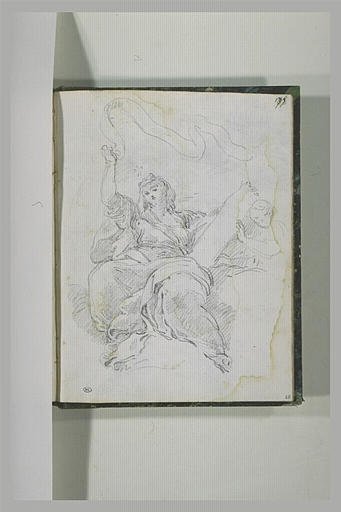 Femme assise, sur des nuées, tenant une tablette