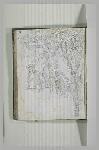 Personnages près de deux arbres, étude d'après un bas-relief antique