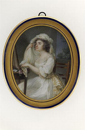 Portrait d'une femme à sa toilette