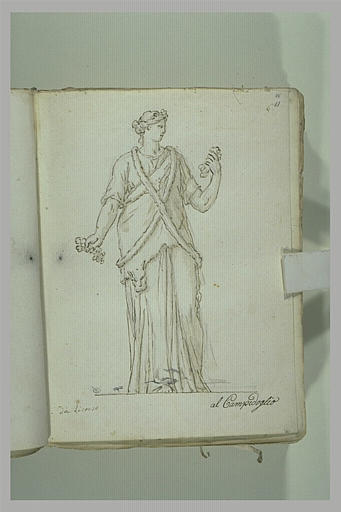 Bacchante ou ménade, vue de face, la tête tournée vers la gauche, ...