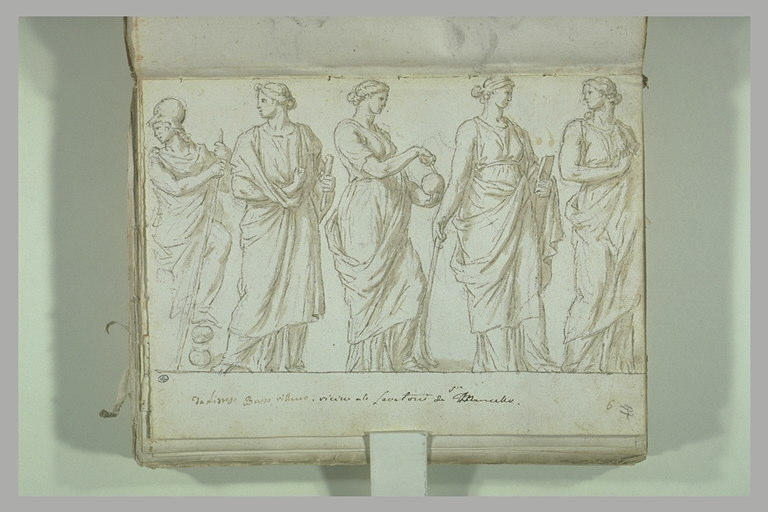 Fragment de bas-relief : Minerve et quatre Muses