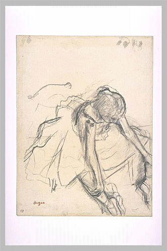 Danseuse assise, essayant ses pointes