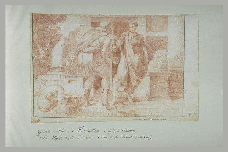 Ulysse reçevant l'aumône d'une de ses servantes