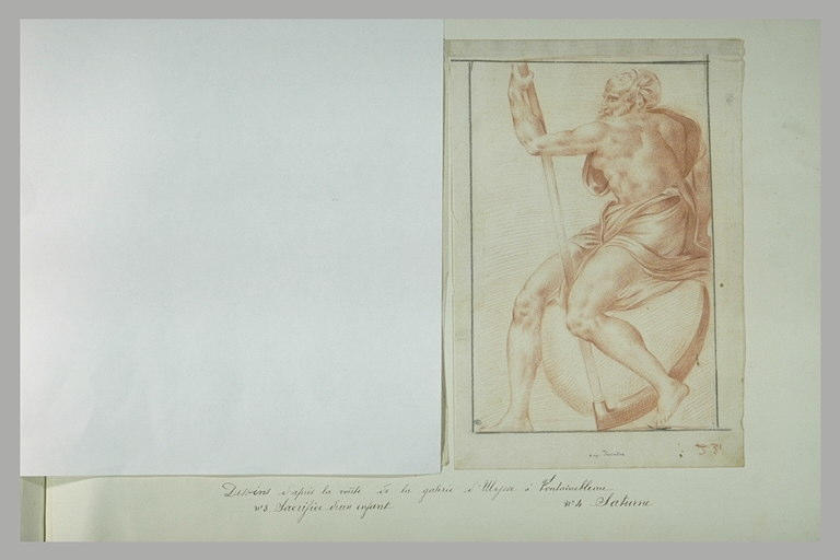 Saturne assis sur un globe