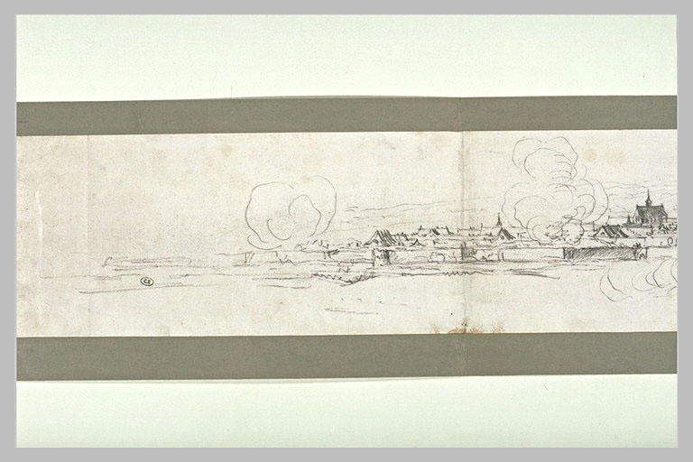 Vue de la ville de Maastricht pendant un bombardement