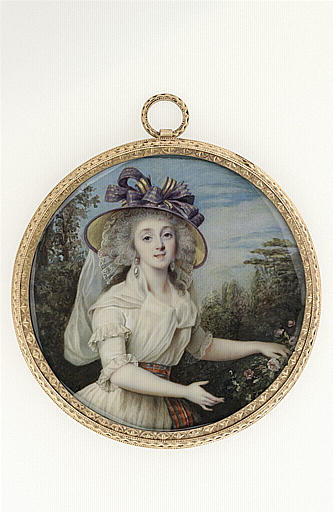 Une jeune fille cueillant des roses