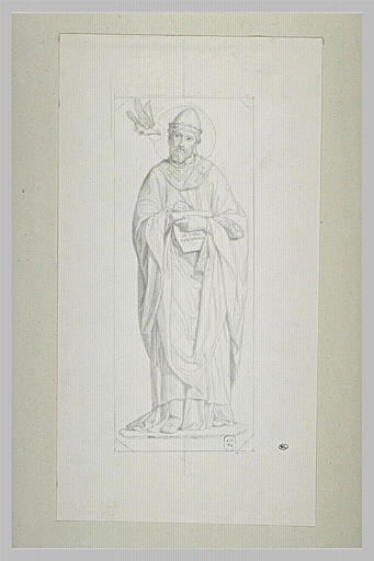 Saint Grégoire le Grand, présenté de face dans un encadrement octogonal