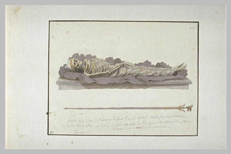 Les restes de Louis VIII, exhumés de son tombeau en 1793