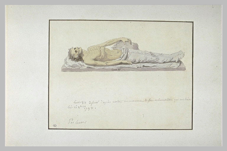 Les restes de Louis XV, exhumés de son tombeau en 1793