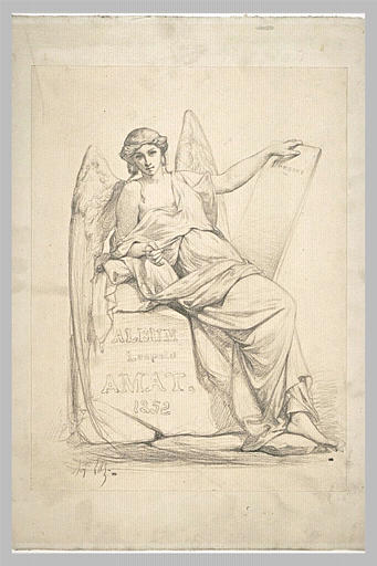 Frontispice avec un ange assis