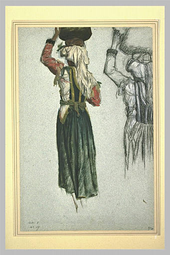 Deux études d'une femme montant l'escalier