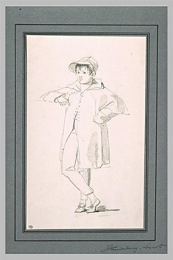 Jeune garçon coiffé d'une casquette, debout
