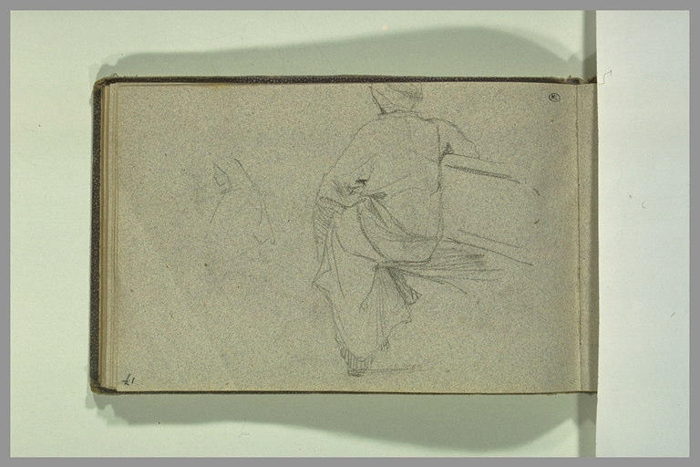 Etude d'une figure de femme voilée de profil et d'un homme assis