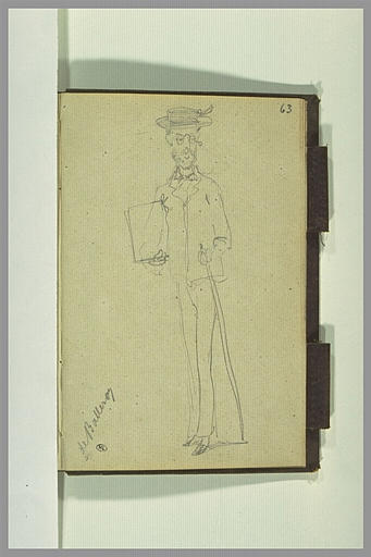 Portrait d'un homme portant un carton à dessins