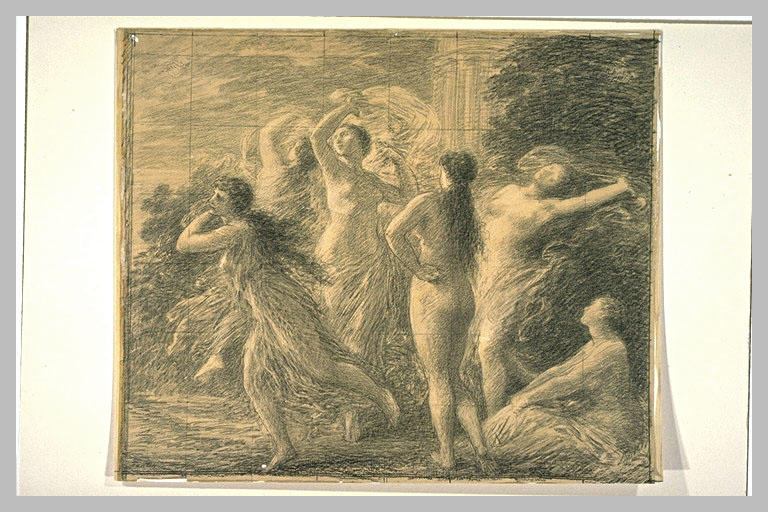 Le ballet des Troyens : cinq femmes dansant regardées par une femme assise