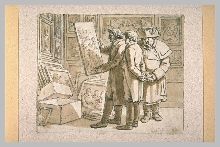M. Denon examinant des tableaux, au Louvre