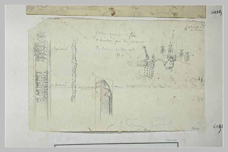 Quatre croquis d'éléments de décor