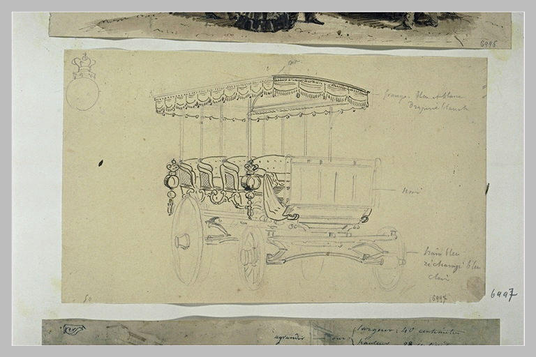 Croquis du char-à-bancs offert par le roi Louis-Philippe à la reine Victoria