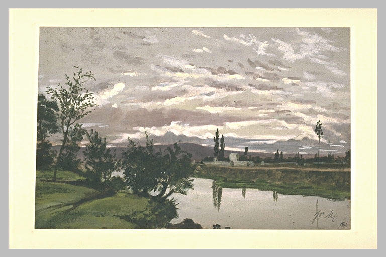 Rivière entre des prairies avec une propriété