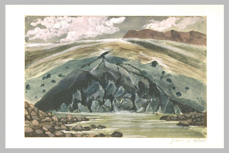 Glacier du Rhône, plateau bleu et nappe d'eau