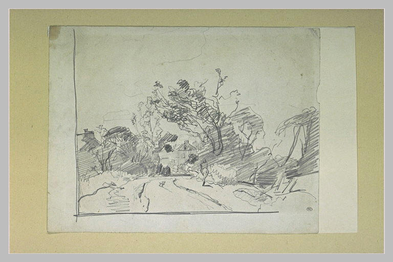 Chemin entre des arbres menant à une habitation