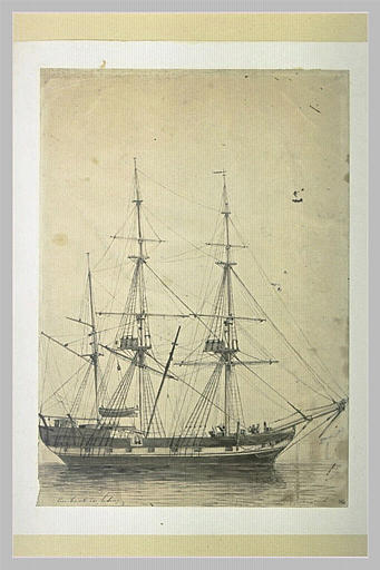 Un trois-mâts tourné vers la droite