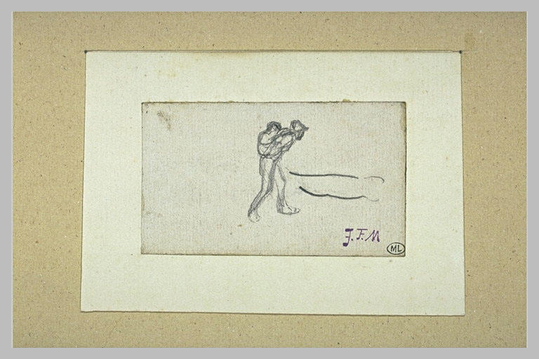 Homme portant un fardeau, pour l'Arrivée à Barbizon (1849)