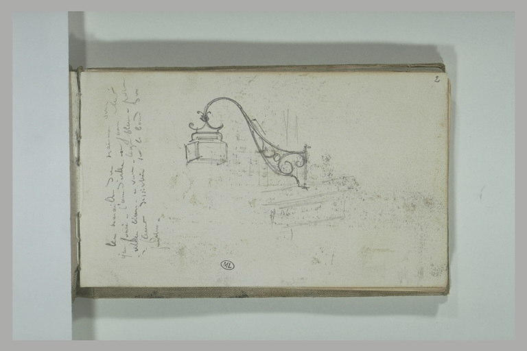 Lanterne en fer forgé ; notes manuscrites