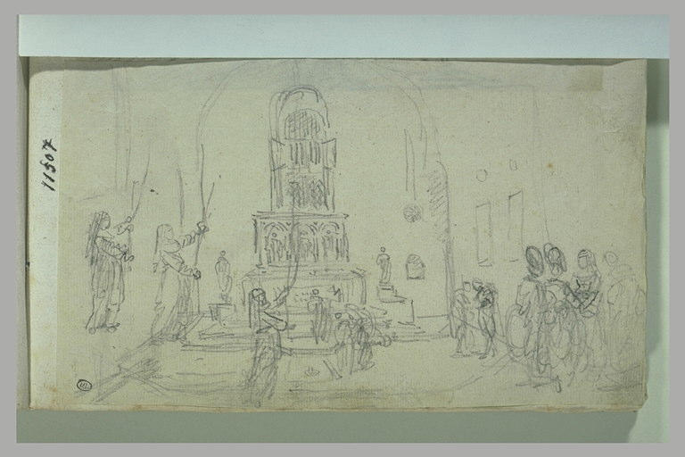 Intérieur d'une église avec des personnages