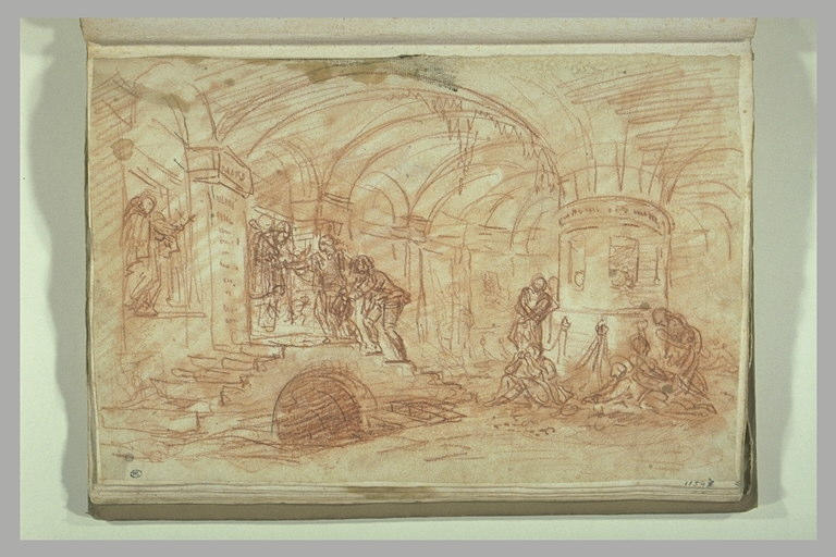 Hommes enchainés dans une crypte circulaire