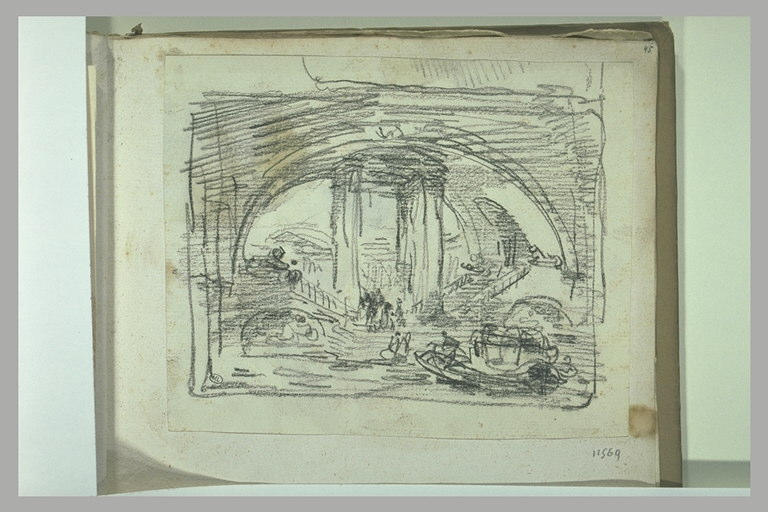 Canal sous l'arche d'un pont et animé par une gondole