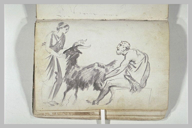 Homme et femme tenant un bouc