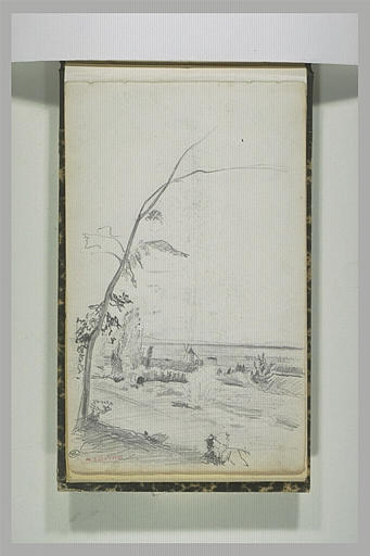 Plaine avec un moulin et quaelques arbres