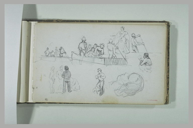 Bacs avec des figures ; figures isolées ou en groupe