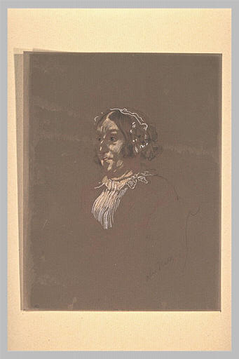 Portrait de Mme Jeannel, à mi-corps, assise, de trois quarts
