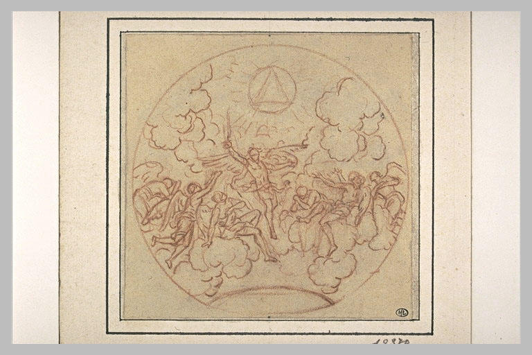 Projet de médaille : les anges adorant le nom de Dieu