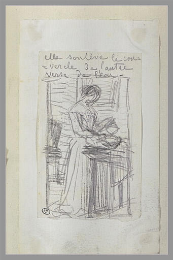 Femme, debout, devant une toilette