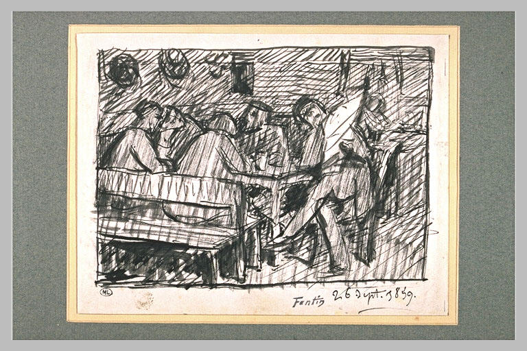 Hommes dans un cabaret