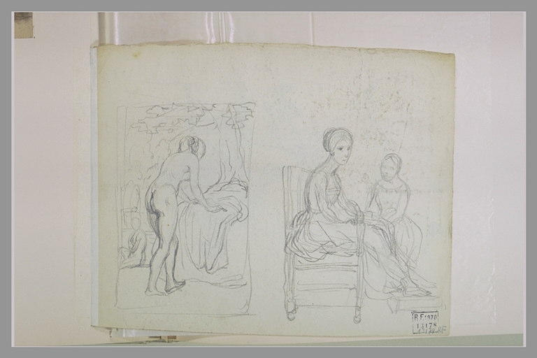 Baigneuse, et deux femmes assises, conversant