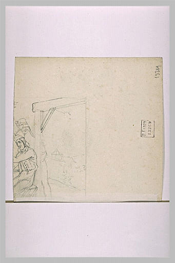 Deux soldats près d'une porte donnant sur la campagne