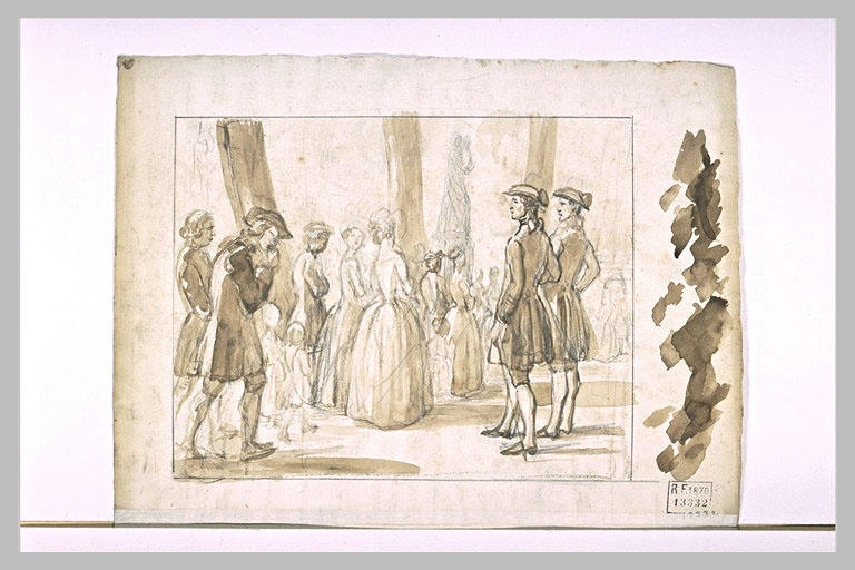 Promeneurs dans un parc, au XVIIIe siècle