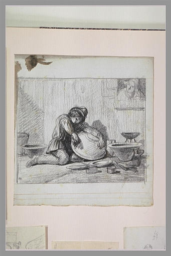 Raccommodeur de faïence travaillant