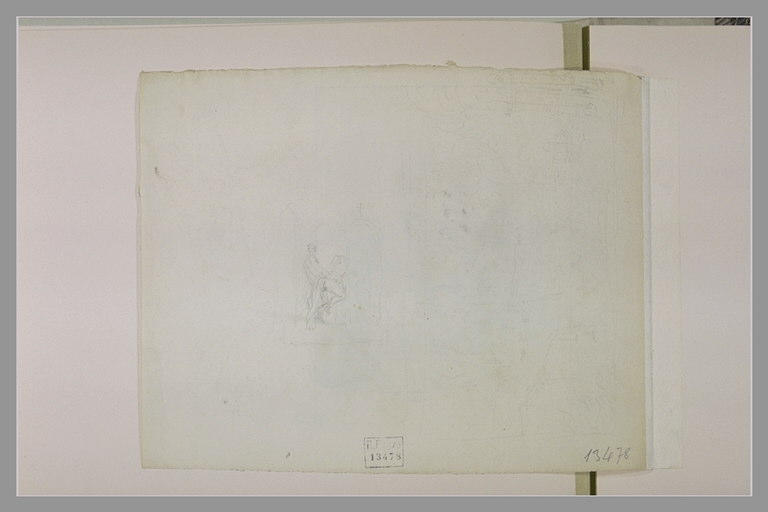 Figures près d'un confessional, et schéma de paysage