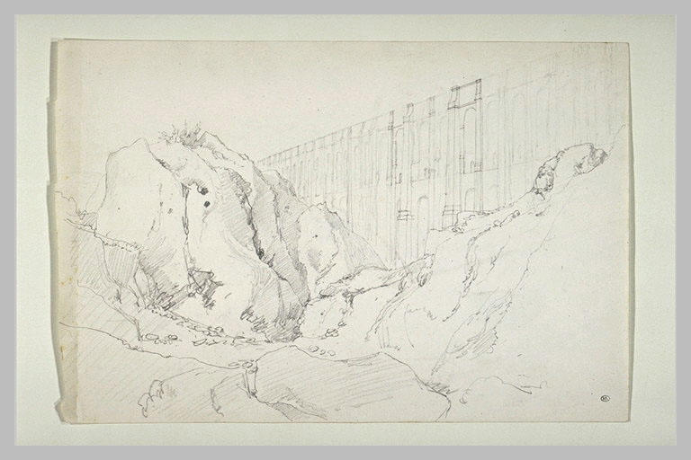 Paysage accidenté avec un acqueduc