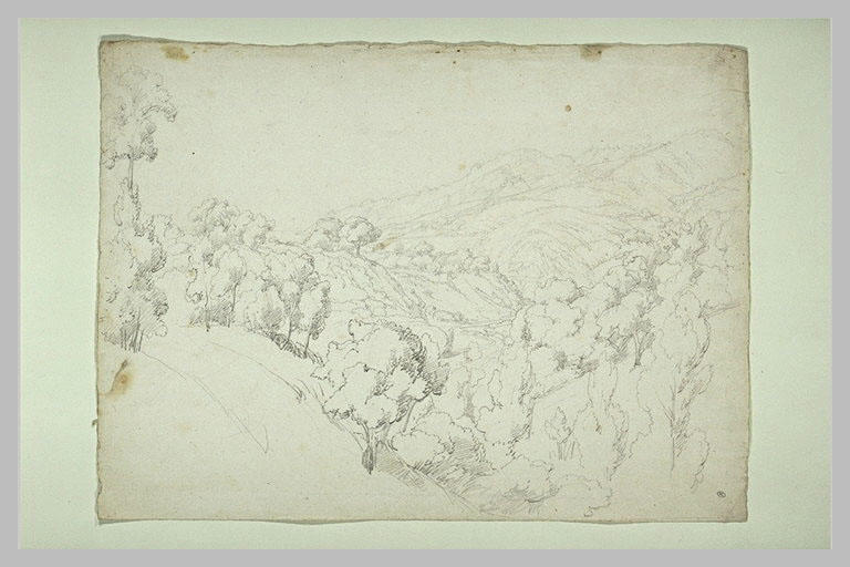 Paysage accidenté avec montagnes sur la droite