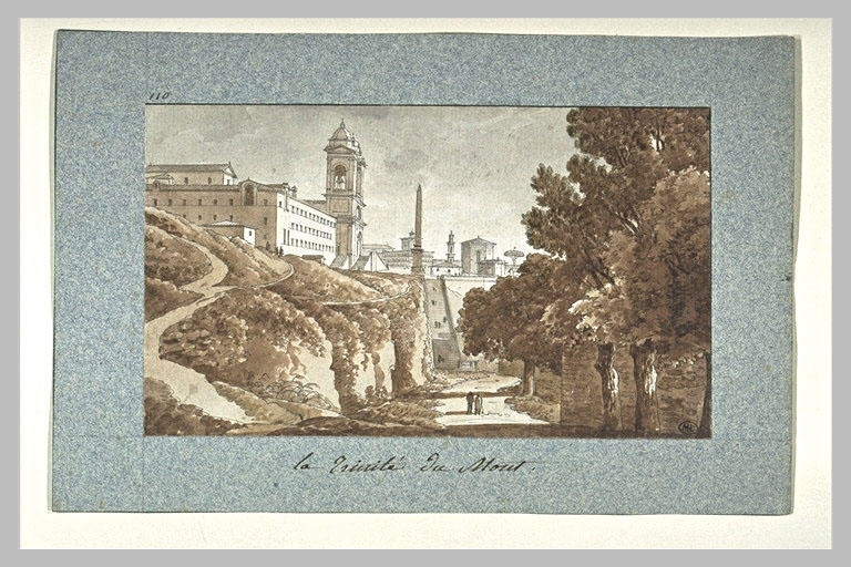 Vue de l'église de la Trinité des Monts, à Rome
