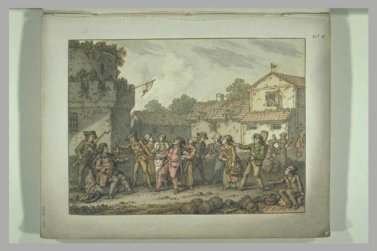 Discussion animée entre des paysans dans un village