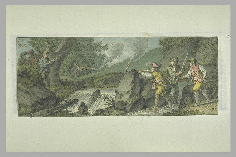 Deux groupes armés de chaque côté d'une rivière