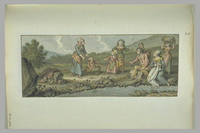 Personnages assistant à une querelle entre deux enfants